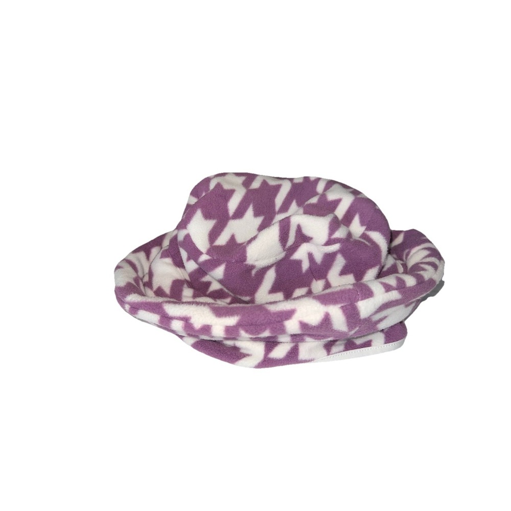 Merona Purple Houndstooth Fleece Bucket Hat‎ One Size Winter Cozy Lined Retro